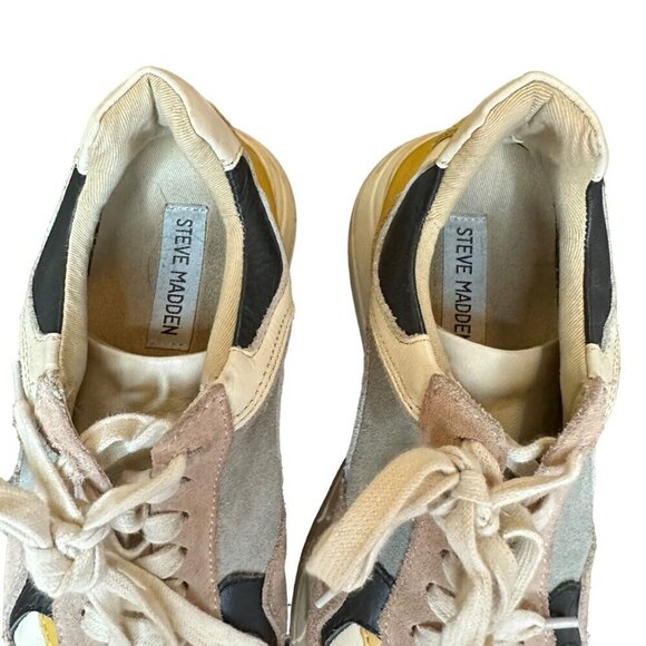 Steve Madden Leather‎ Suede Color Block Chunky Platform Low Top Sneakers Size 7 - Picture 7 of 9
